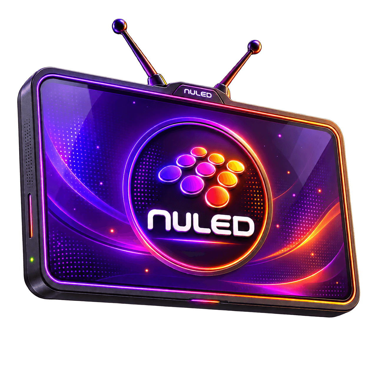 Televisão estilizada com a marca NuLED